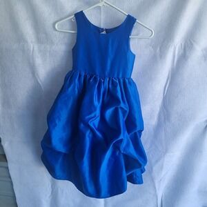 toddler girls size 4 blue satiny‎ gathered rouched long formal dress